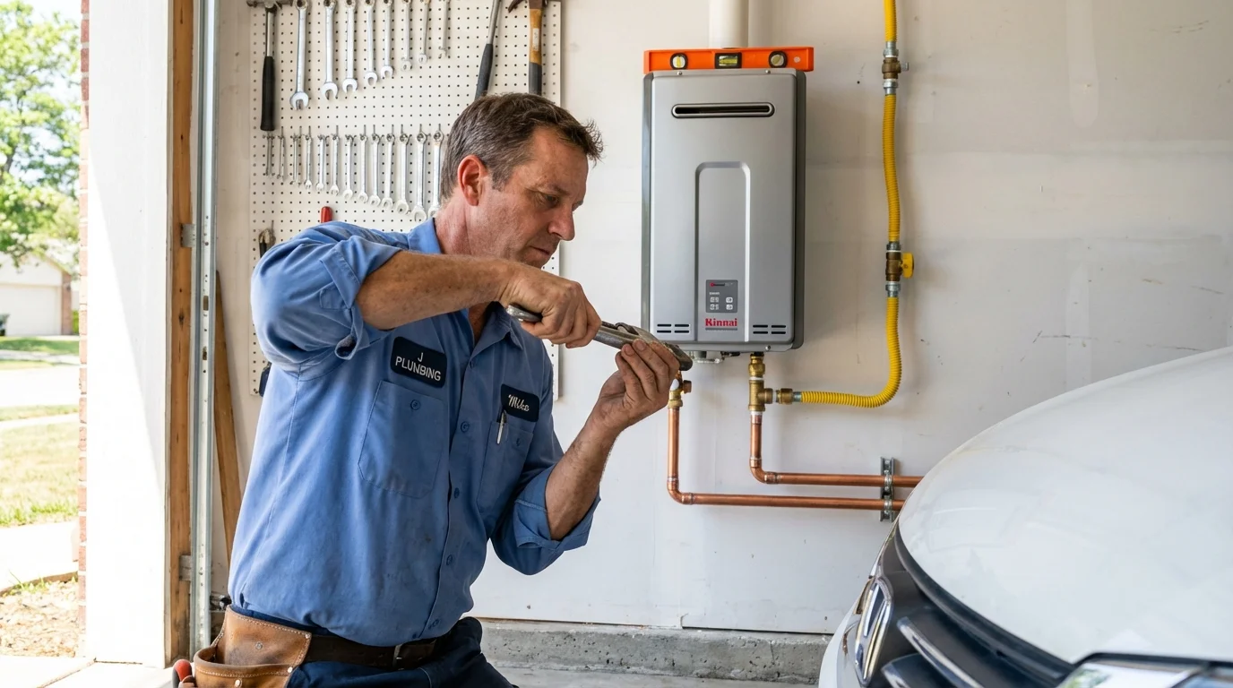 Tankless water heater installation by a Johns Plumbing LLC plumber in Hampton
